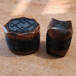 Hand carved wooden boxes/containers from West Africa